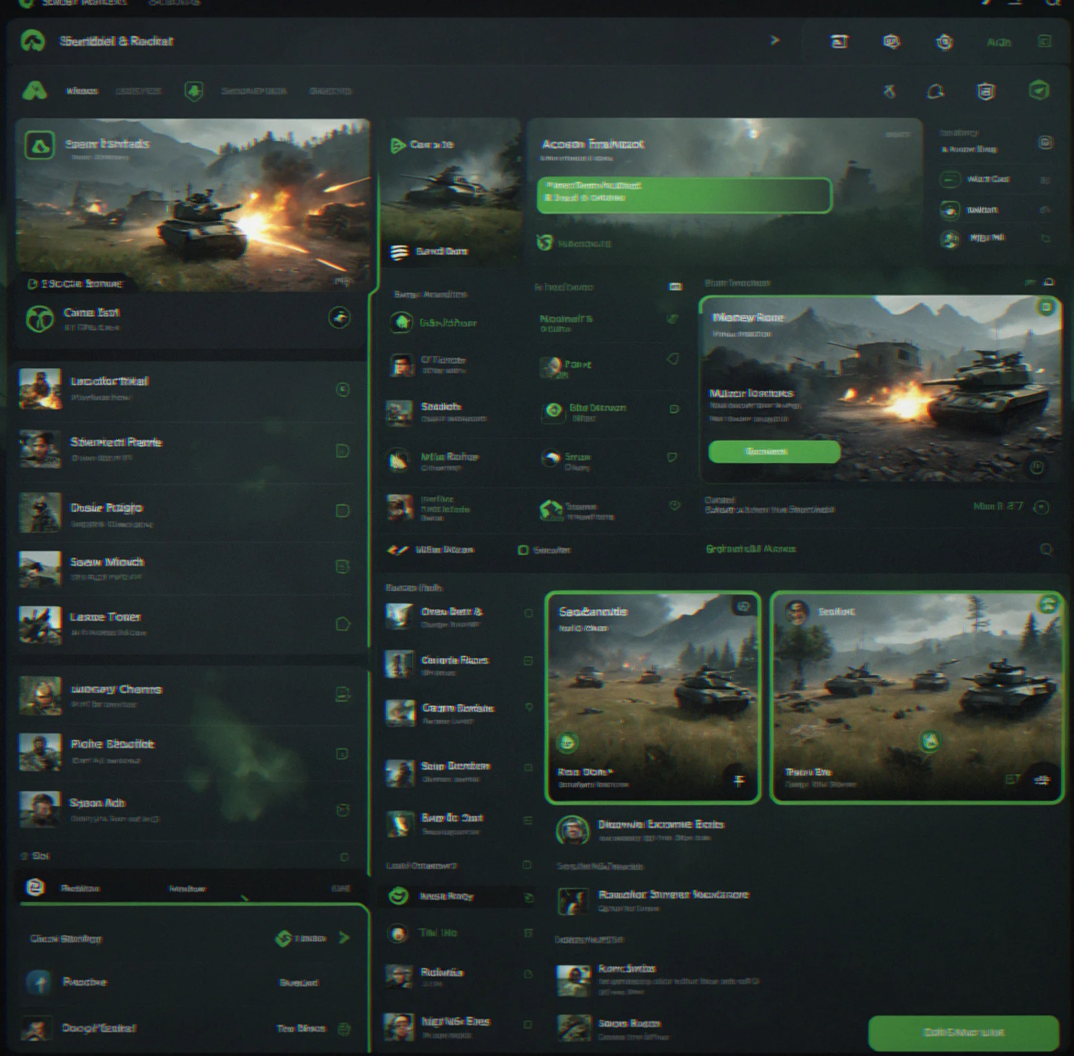Search results interface showing three filtered player cards with green checkmarks for matching criteria, versus a blurred chat window with spam messages in background